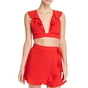 Show Me Your Mumu Florence Red Ruffled Crop Top Women's Small S